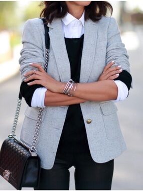 Banana Republic gray wool blend blazer with elbow patches